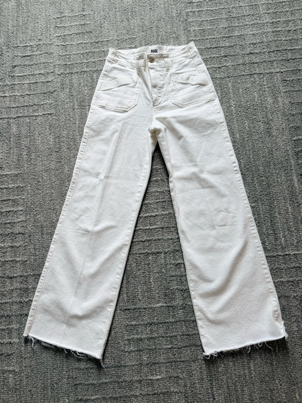 PAIGE Anessa White Wide-Leg High-Rise Jeans